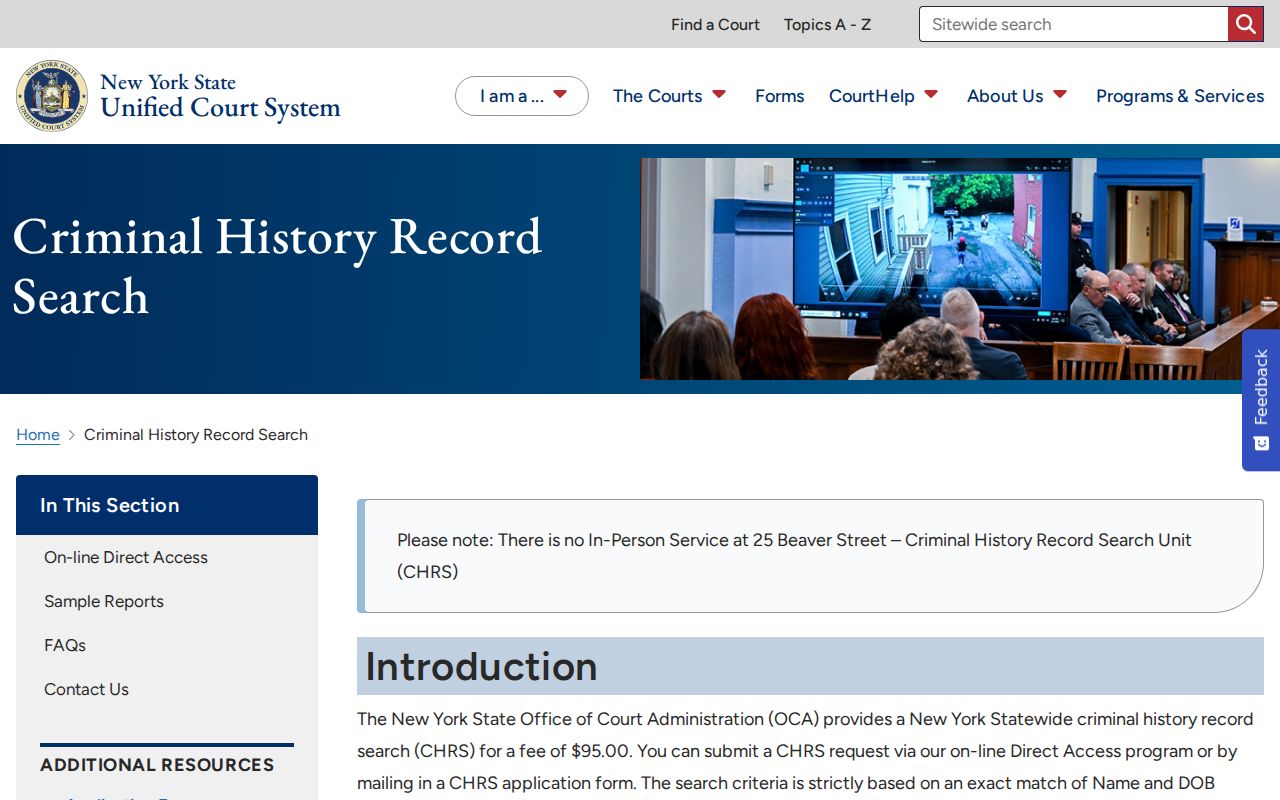 Montgomery County criminal court case search through the New York OCA records page