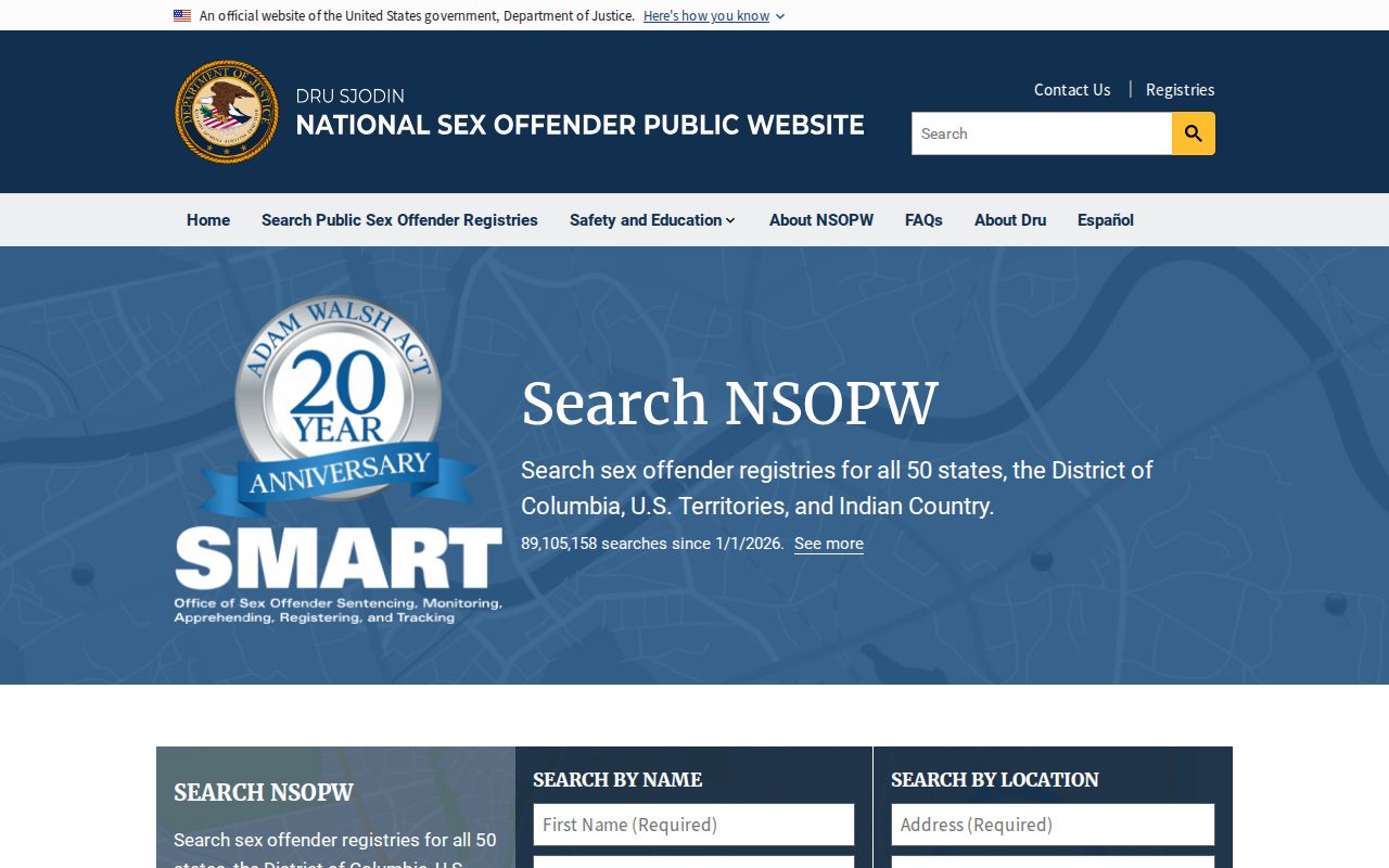 National supplement for a Montgomery County sex offender registry search