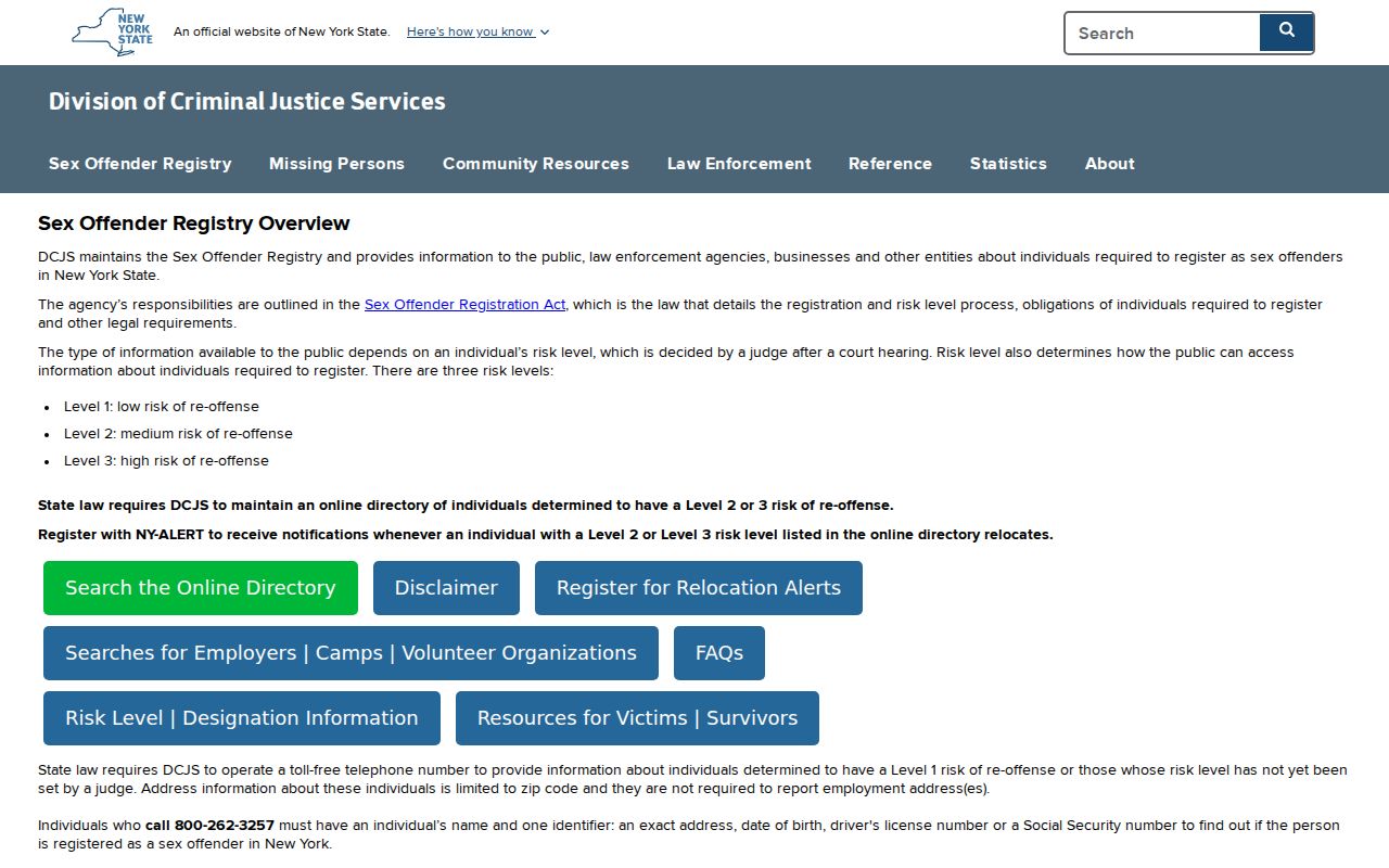 Montgomery County sex offender search on the New York registry overview