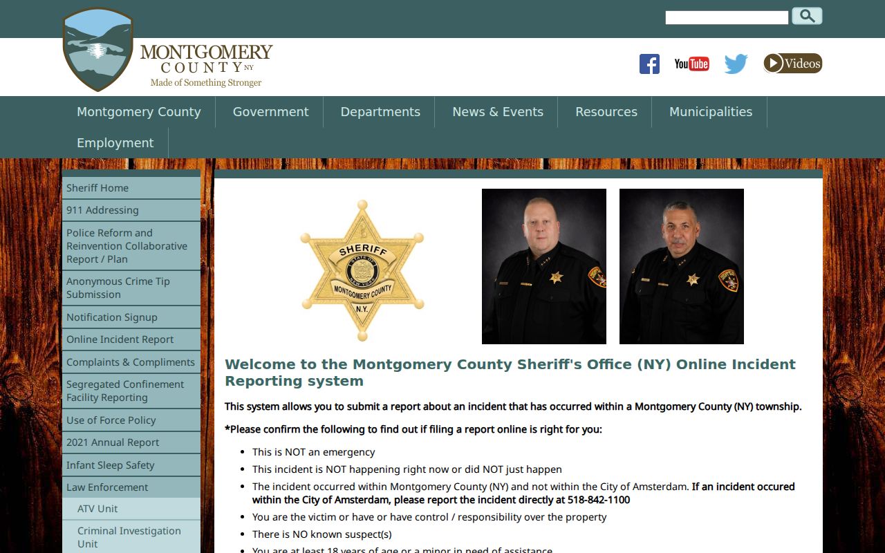 Montgomery County criminal records Sheriff incident report form